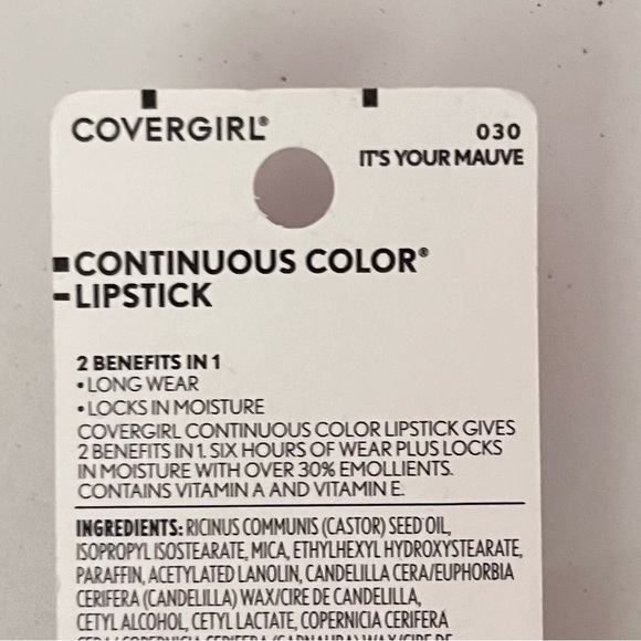 COVERGIRL Continuous Color Lipstick, 30 It's Your Mauve, 0.13 oz NEW - Picture 5 of 11